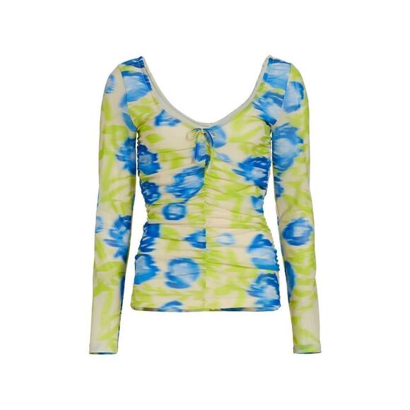 Ganni Womens Floral Print Turtleneck Sheer Long Sleeve Top US Small EUR36 - Picture 1 of 6